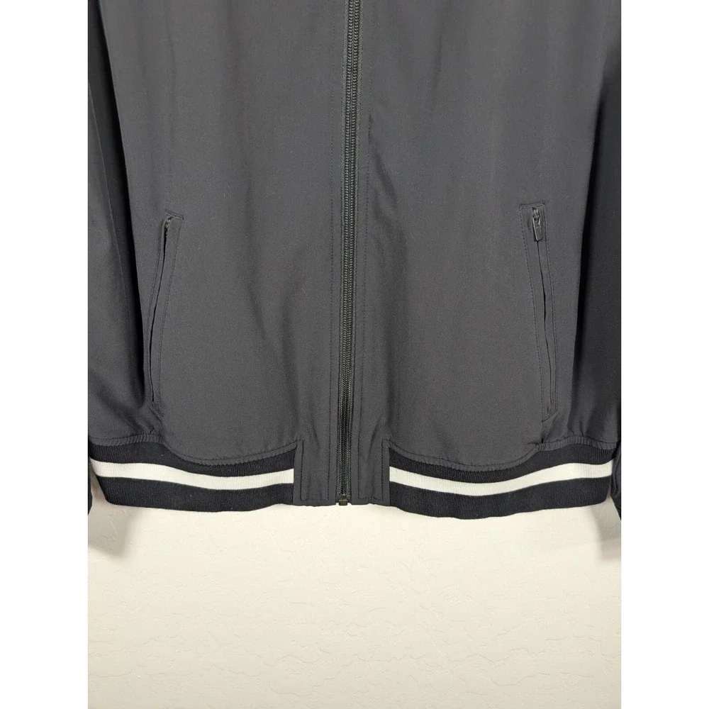 Athleta Black Utility Jacket with White Stripes